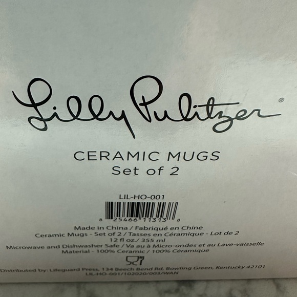 Lilly Pulitzer 12oz Ceramic Blue Floral Coffee Tea Mug Cup Gold Tone Accents - Picture 9 of 10